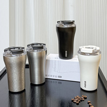 跨境不锈钢咖啡杯高颜值便携车载双饮保温杯简约随行杯吸管水杯