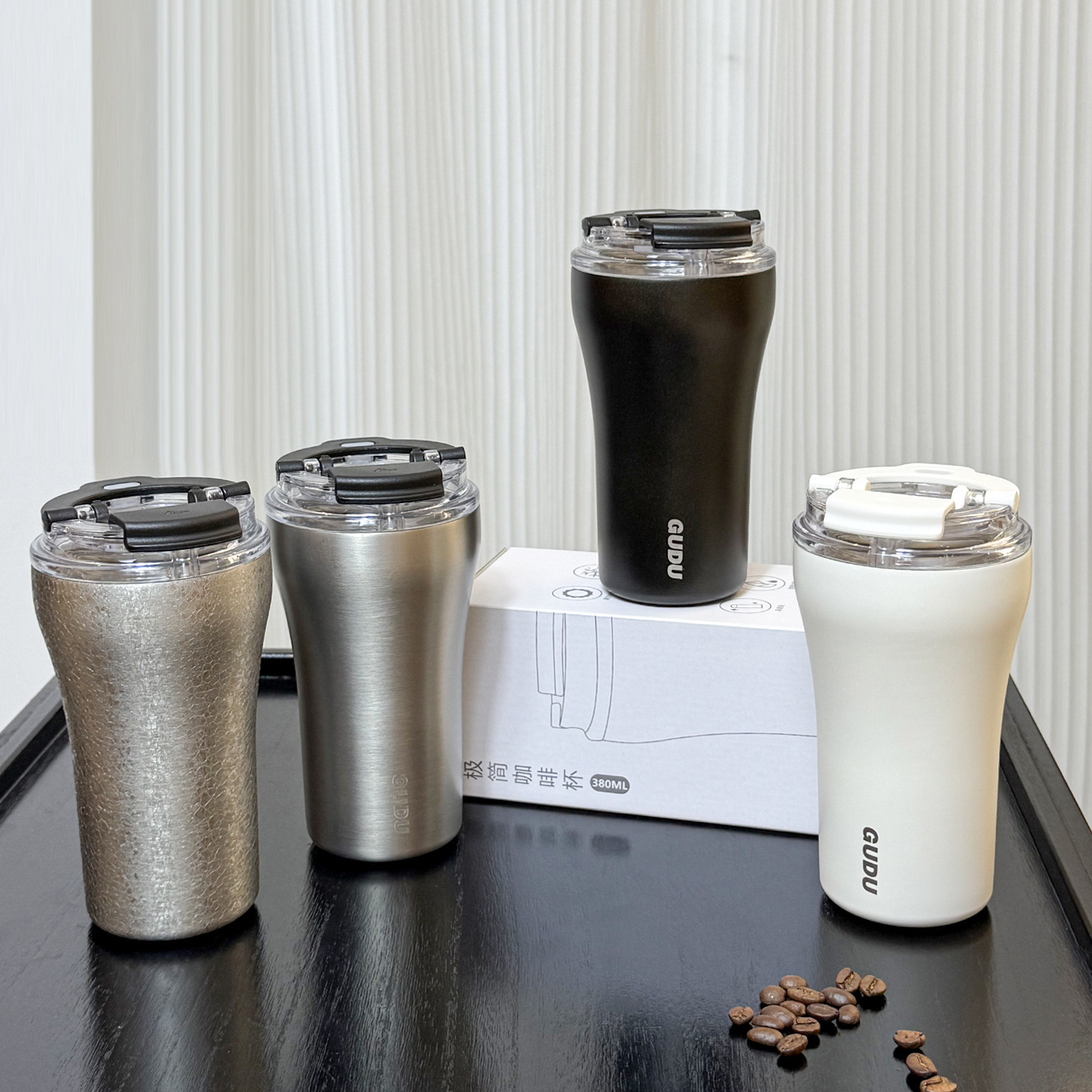 跨境不锈钢咖啡杯高颜值便携车载双饮保温杯简约随行杯吸管水杯