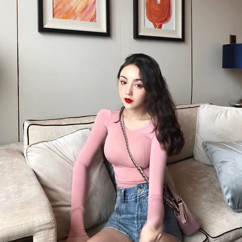 Лонг-sleeve slim crop топ?
