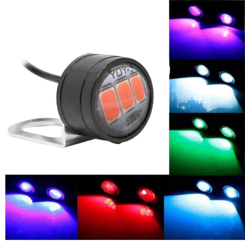 Auto motocicleta luz diurna 3SMD 5730 LED ojo de halcón luz flash espejo retrovisor fantasma luz flash
