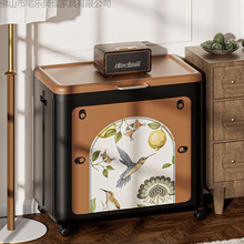 收纳箱叠可移动复古风衣物玩具整理储物箱新中式双开门收纳箱折
