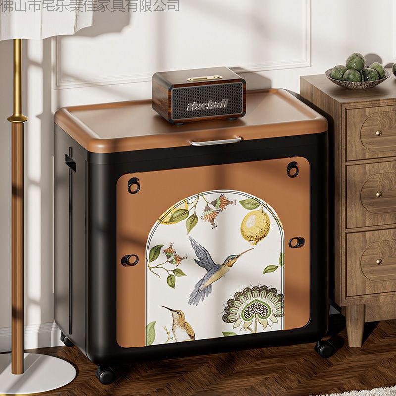 收纳箱叠可移动复古风衣物玩具整理储物箱新中式双开门收纳箱折