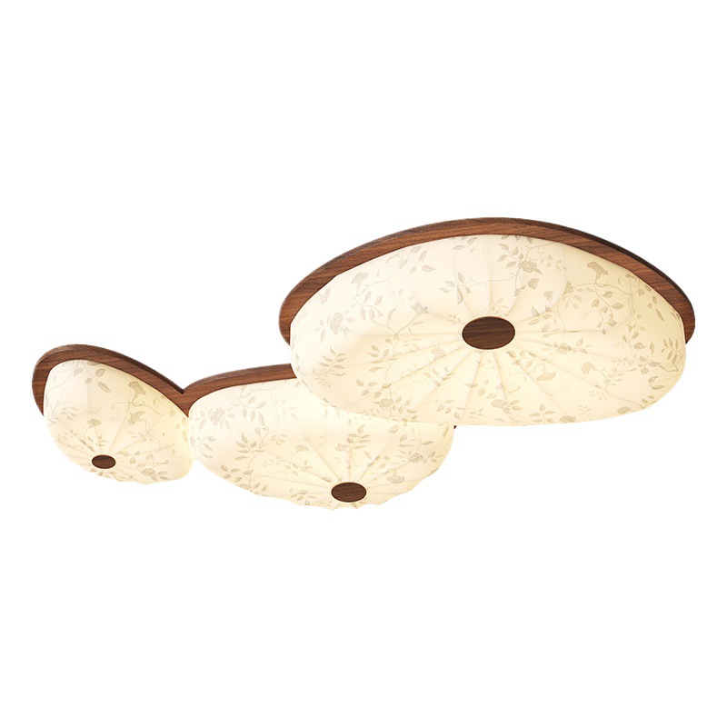 Lámpara de techo de estilo antiguo francés, estética de Song, lámpara principal de sala de estar, color de nogal, nuevo dormitorio principal chino, lámpara de hoja de loto