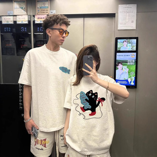 Summer Pure Cotton Short-Sleeved T-Shirt Couple Wear Lazy Style Loose Niche Design Tops for Men and Women Student Trendy Brand Class Uniforms