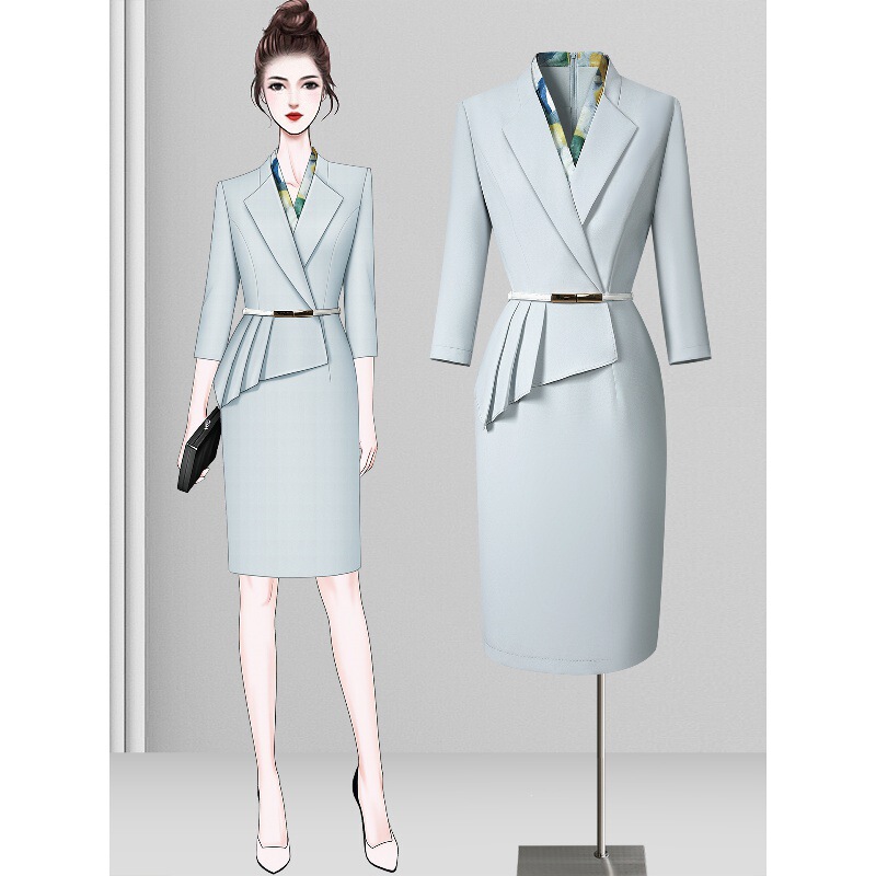 Professional Dress for Women in Autumn, Elegant Waist-Cinching, Capable Receptionist, Beauty Salon Front Desk, Customer Service Workwear Professional Dress for Women in Autumn, Elegant Waist-Cinching, Capable Receptionist, Beauty Salon Front Desk, Customer Service Workwear