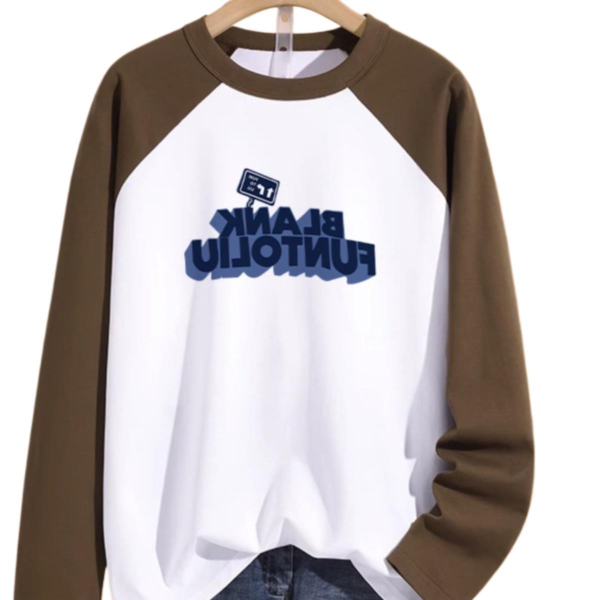 Clothes for teenagers, long sleeved t-shirt, men's shoulder shirt, spring and autumn 22 trendy brand cotton round neck_voghion.com