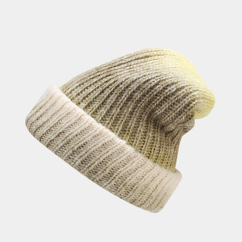 New autumn winter knitted trend gradient color tie dye warm woolen hat for children, soft and skin friendly pile cap_voghion.com
