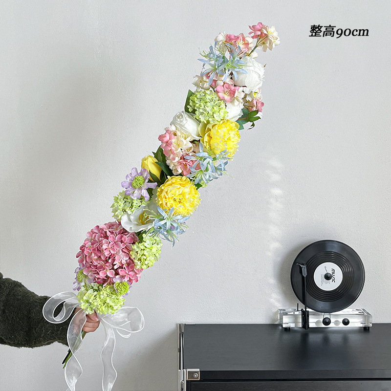 1m 목가적인 장미 요정 체리 양페이 모란 꽃다발