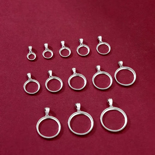 S925 Silver Gold-Plated Round Set with Classic Pendant, Empty Support, Exquisite Fashion Hot Style, Accessible Luxury Factory Direct Sale