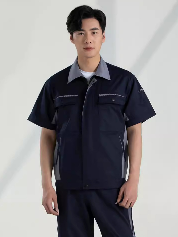 Trajes de trabajo de mangas cortas para hombres desgaste sitio de construcción de reparación de automóviles ropa mecánica y eléctrica fábrica de ropa de seguro laboral personalizada