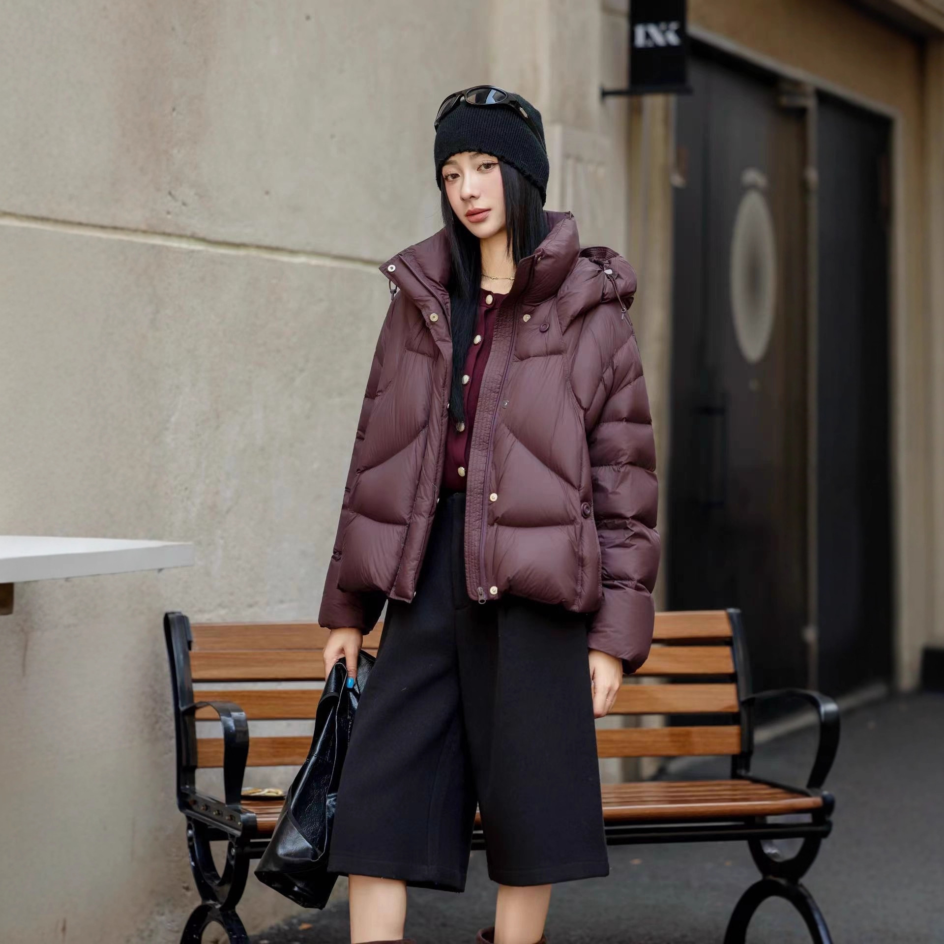 2025冬季新款纯色小个子显瘦羽绒服90白鸭绒高品质连帽蓬松面包服