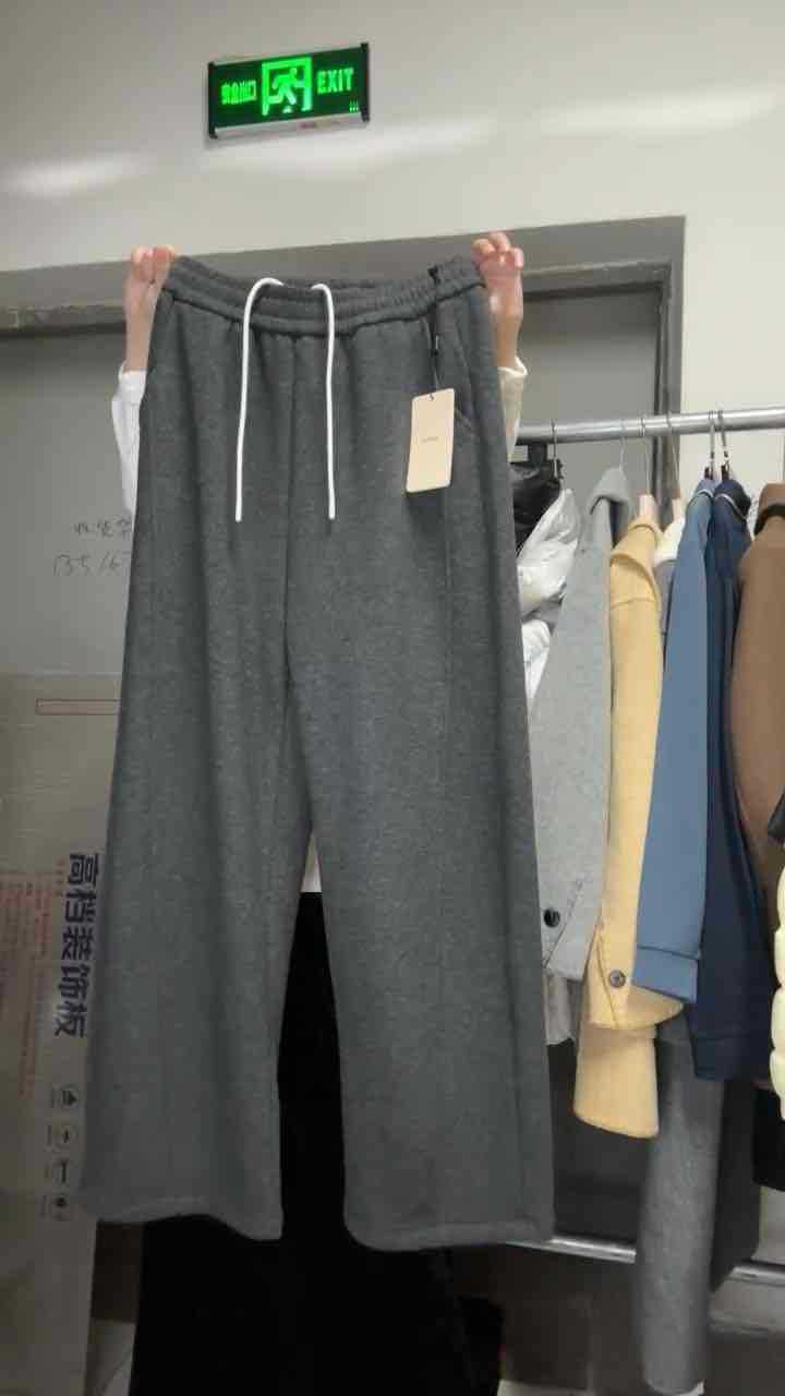 欧家 加绒 含山羊绒 弯刀裤 松紧腰 三色