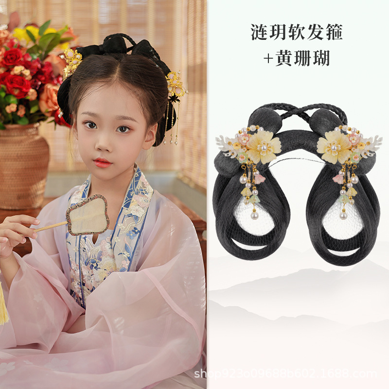 Lianyue 부드러운 머리띠 노란색 산호 머리 액세서리 쌍