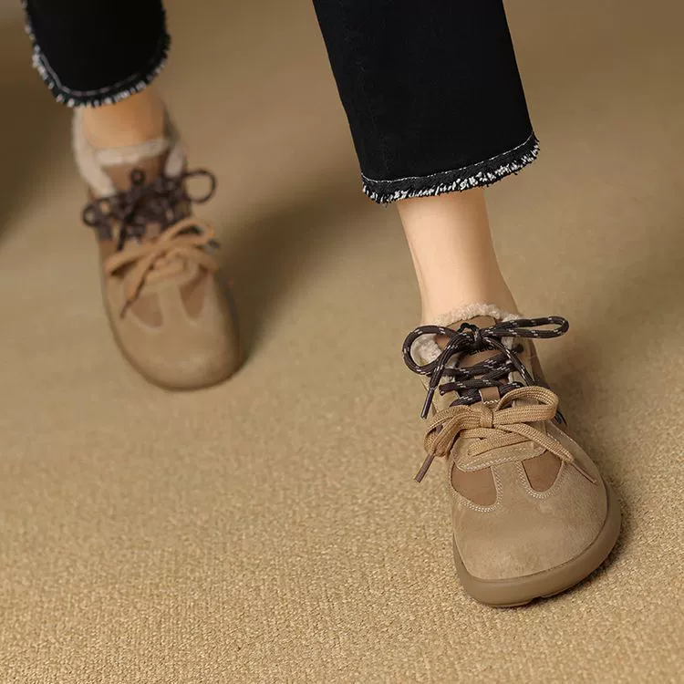 2024 новые зимние туфли с толстым дном на низком каблуке с глубоким ртом