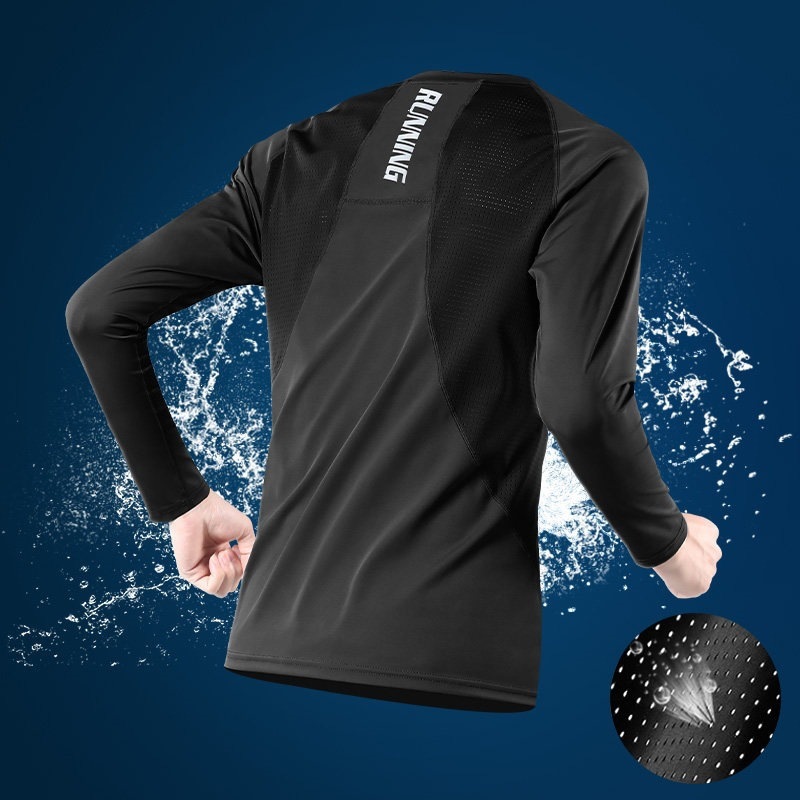 Correr al por mayor transfronterizos fitness ropa deportiva camiseta de mangas largas camiseta elástica camiseta deportiva para hombres