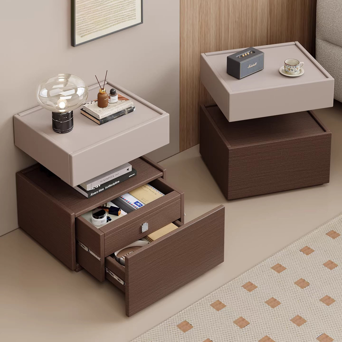 2026 nuevo gabinete de almacenamiento de dormitorio doméstico de lujo creativo flotante estante junto a la cama