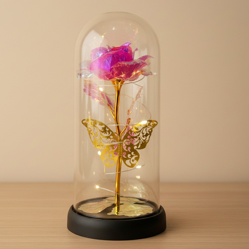 Amazonas transfronterizas flores inmortales cubierta de vidrio de oro de flores de flores de Navidad Día de la Madre Regalos de Día de San Valentín Decoraciones creativas