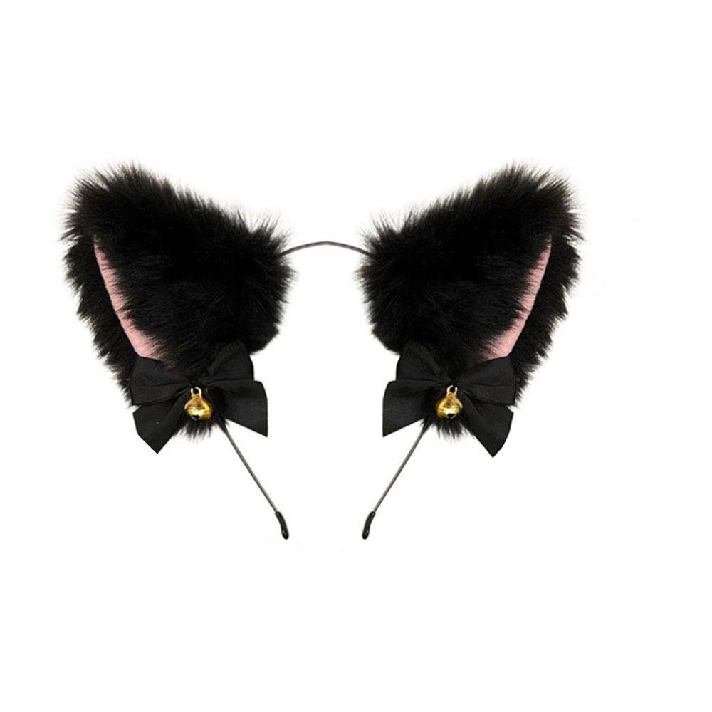 Black rabbit ear hair tie
