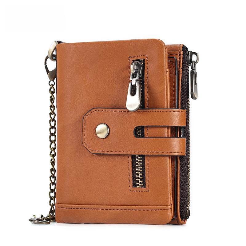 Men's wallet leather anti-theft RFID retro wallet multi-slot genuine leather wallet short wallet men's bag 