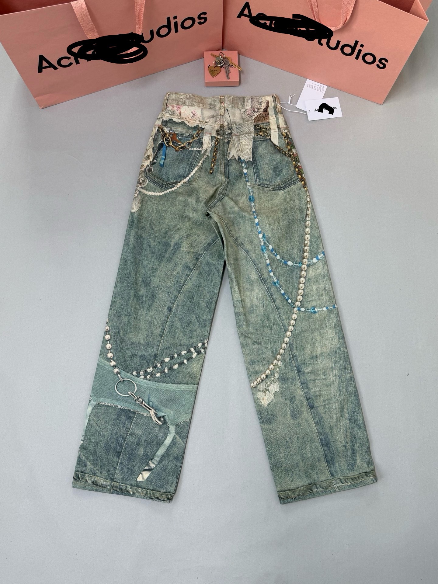 Jeans de Pierna Recta para Hombre Alto, de Tiro Alto, Algodón Lavado y Estampados, Corte Holgado