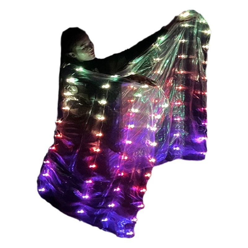 Красочный шарф из тюля для танцевальных выступлений, костюм для восточных танцев, танец живота, 2m * 1m см, танец со лентами