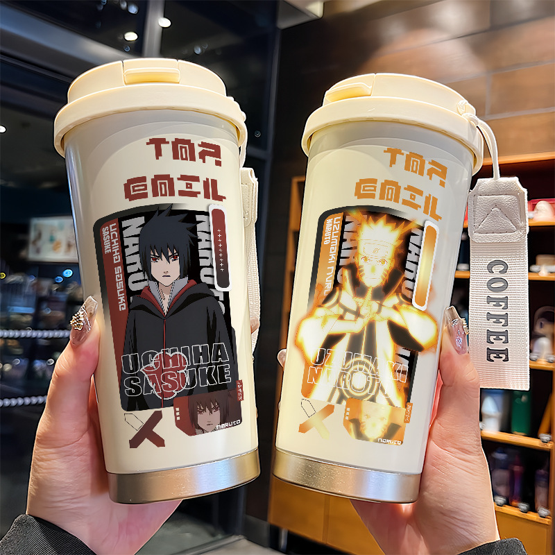 ナルト魔法瓶カップ漫画ナルトサスケ学生ウォーターカップ高価値ストロー 316 ステンレス鋼食品グレード|undefined
