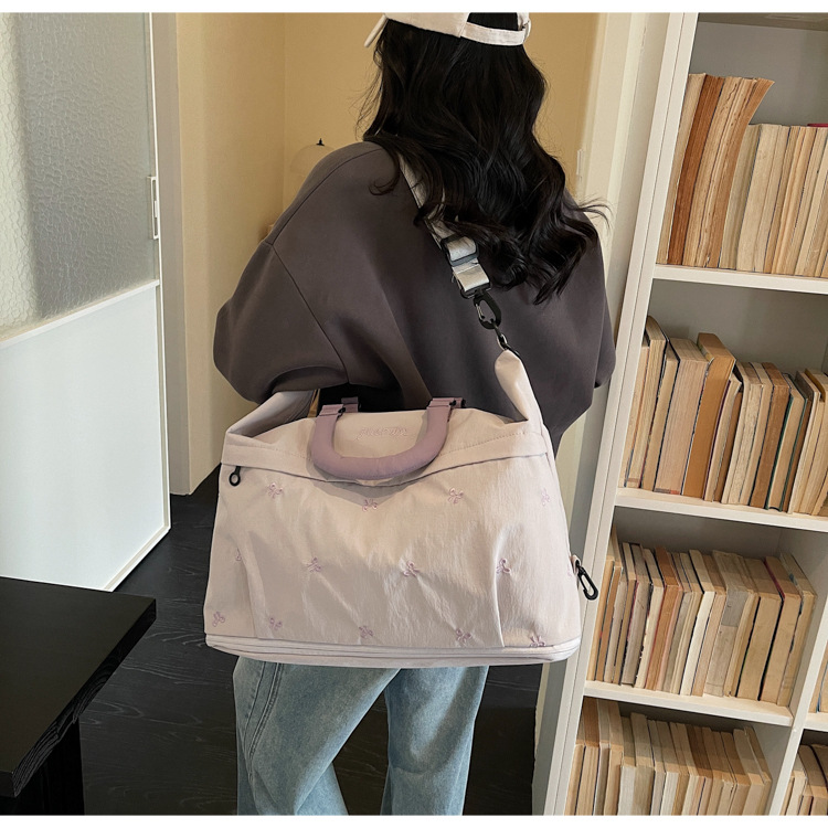 Bow Embroidered Convertible Travel Carryall Tote Bag 32