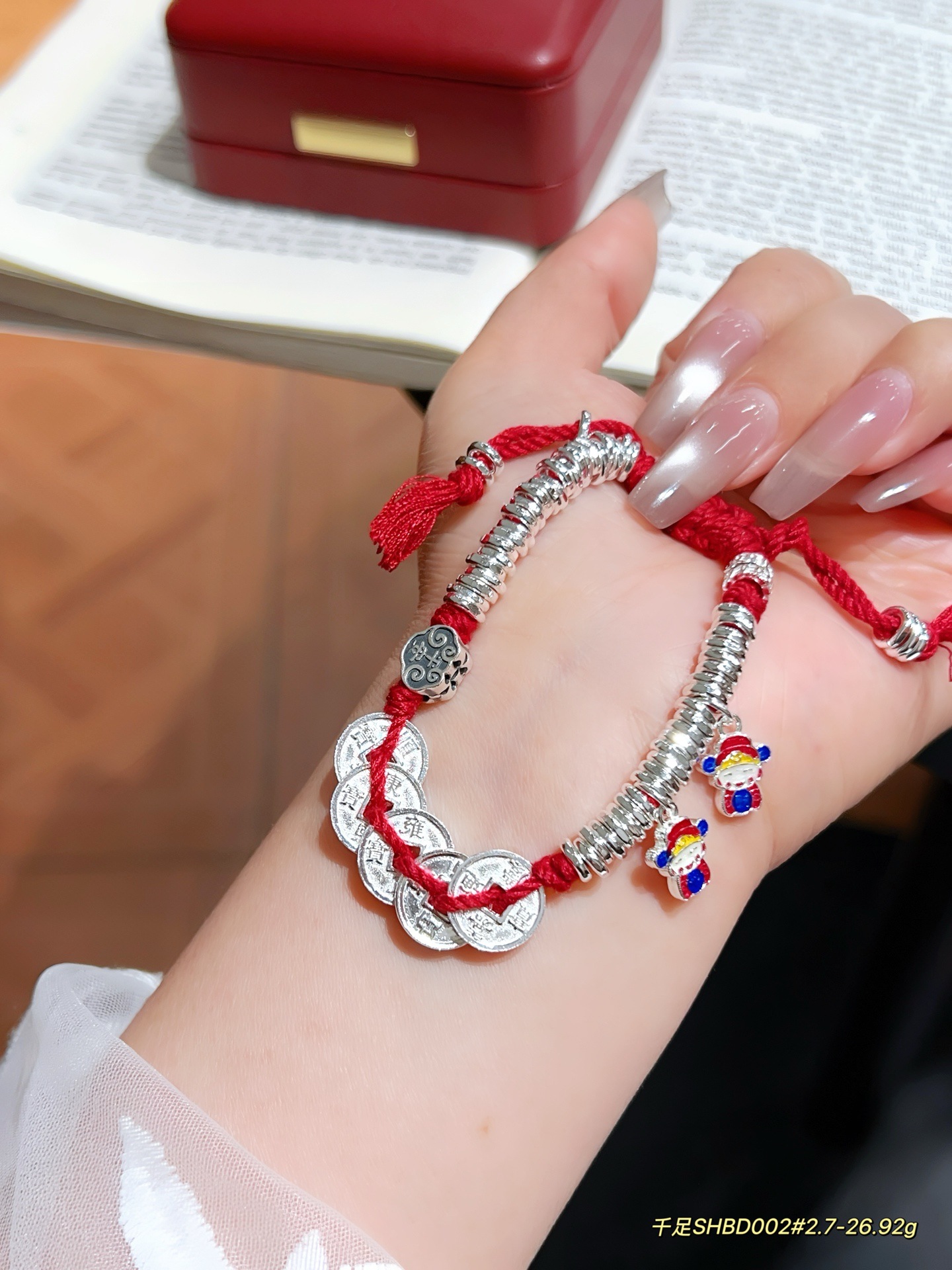 999 pulsera de alambre de plata de pie pulsera tejida de hilo arcoíris de bricolaje año de nacimiento cuerda de mano de plata rota para novia regalo de madre