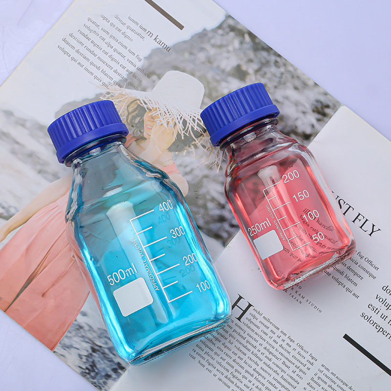 试剂瓶透明玻璃试剂瓶螺旋口玻璃试剂瓶实验室样品瓶密封瓶取样瓶