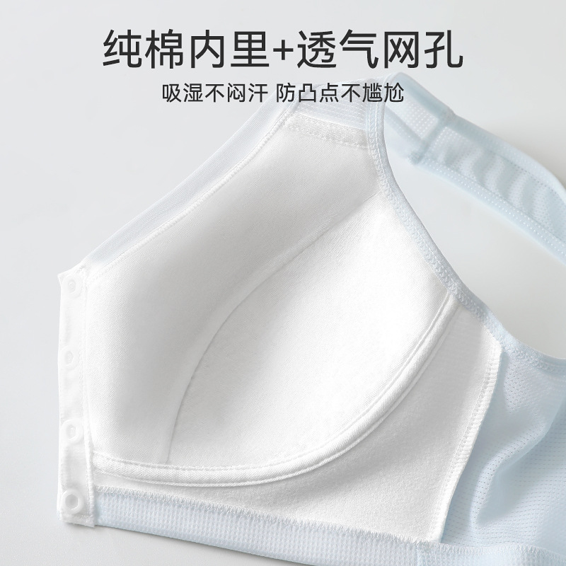 Ropa interior de madre sujetador con hebilla delantera femenina verano delgado sin anillo de acero sujetador de seda de hielo estilo chaleco para mujeres de mediana edad y ancianos