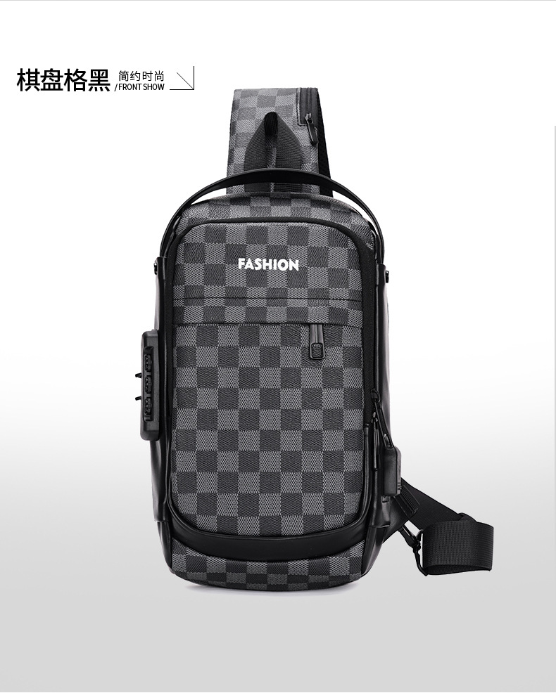 Men's chest bag, crossbody bag, anti-theft password lock, single-shoulder backpack, best-selling water-resistant storage bag, outdoor chest bag undefined