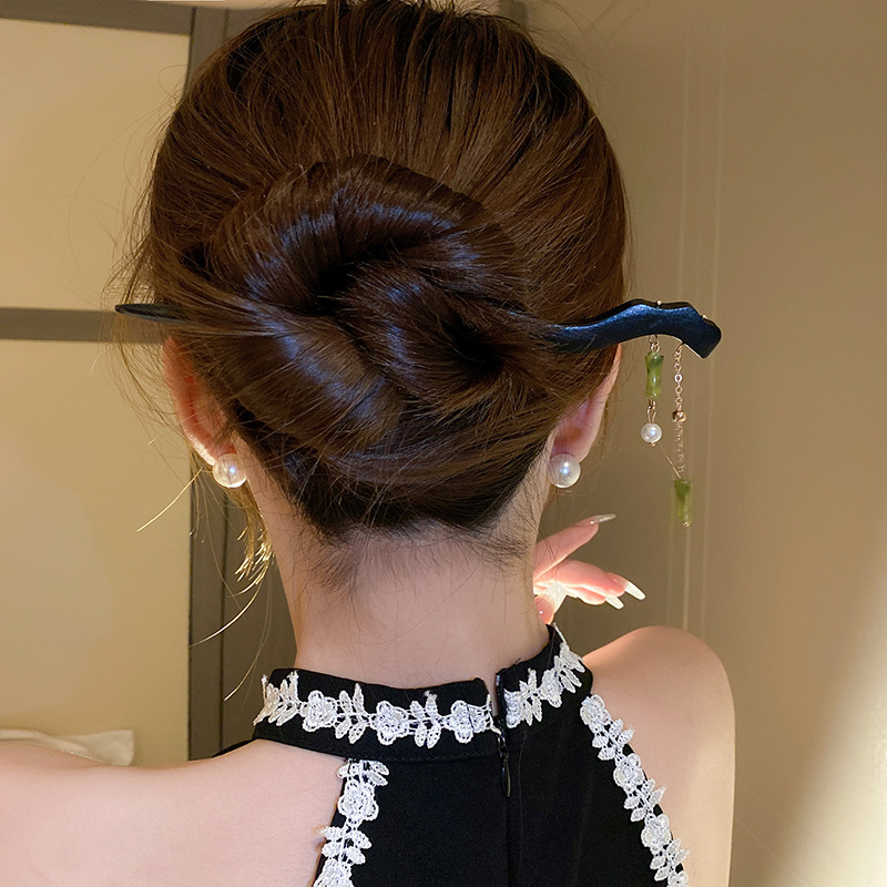 Nuevo estilo chino flor horquilla temperamento espalda Cabeza bola palillos simple madera updo pelo headwear moda nacional accesorios para el cabello para las mujeres