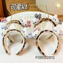 可爱豹纹Kitty 猫毛绒发箍卡通公仔猫咪头箍美女束发洗脸专用头饰
