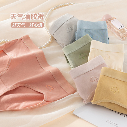 Manman Weather Underwear Women's Pure Cotton Antibacterial Mid-waist Girl Student 100% Sexy Cotton Breathable Triangle Shorts Head