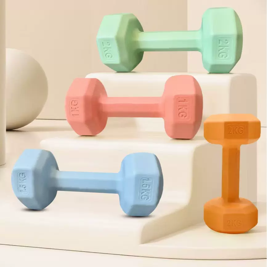 厂家批发彩色哑铃 女士健身户外家用器材儿童学生一体式家用