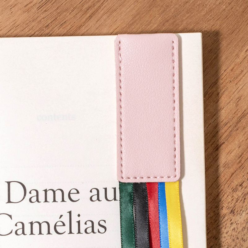 Cinta de cuero de estilo simple marcador cinta de cinco colores Biblia etiqueta cinta borla paginación nota logotipo imprimible