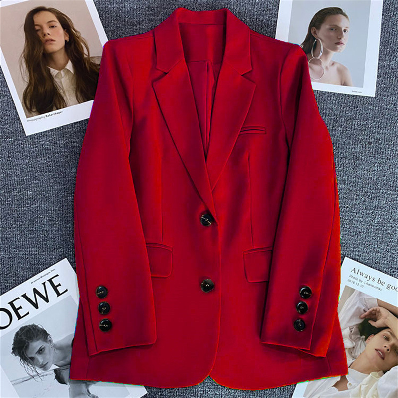 Red autumn elegant classic suit jacket for leisure