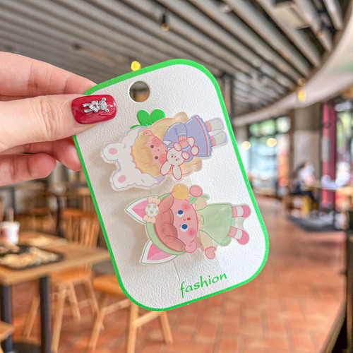 Korean Version New Children's Acrylic Hair Clip for Girls Cute Cartoon Rabbit Princess Press Clip for Babies Bangs Fringe
