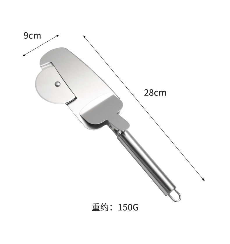 跨境专供现货不锈钢三合一披萨刀 滚轮刀 多用介饼器芝士铲披萨刀详情14