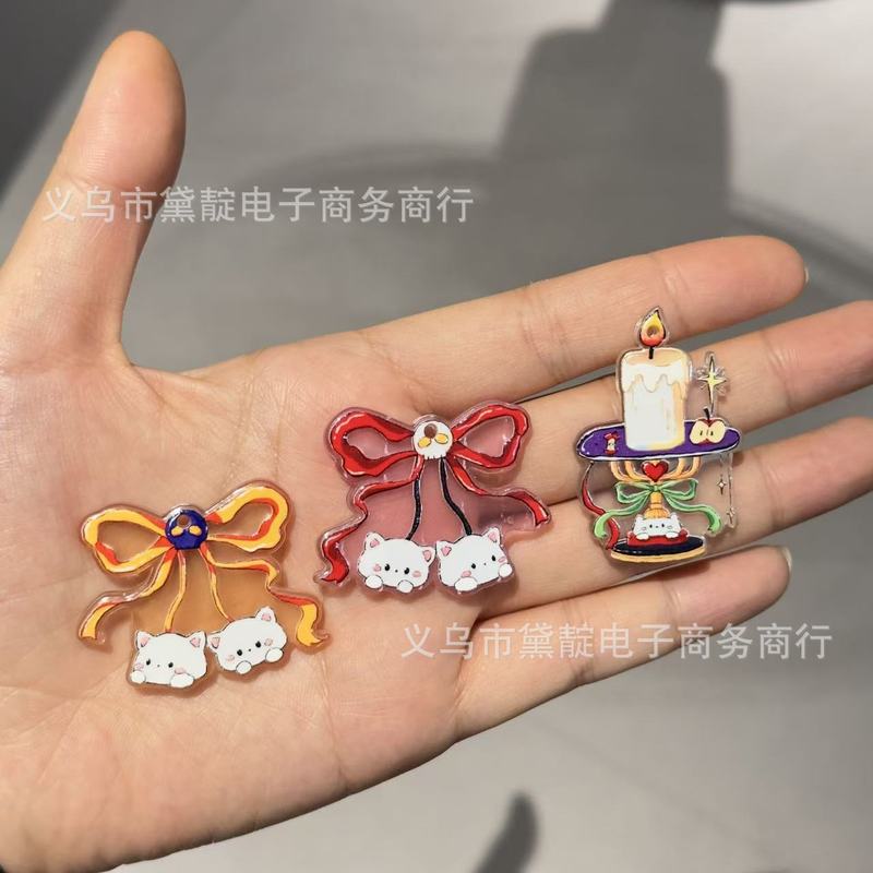 亚克力万圣节小猫铃铛浮雕吊牌 diy儿童饰品手机链包挂钥匙扣材料|undefined