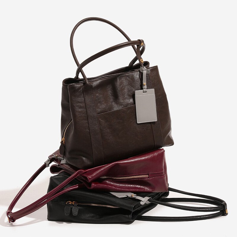 Niche Design Vintage Large Capacity Tote Bag Women's 2025 New Multi-Layer Commuting Shoulder Portable Document Computer Bag