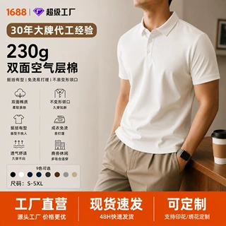 高端polo衫短袖现货批发定制商务免烫翻领t恤棉空气层polo衫男