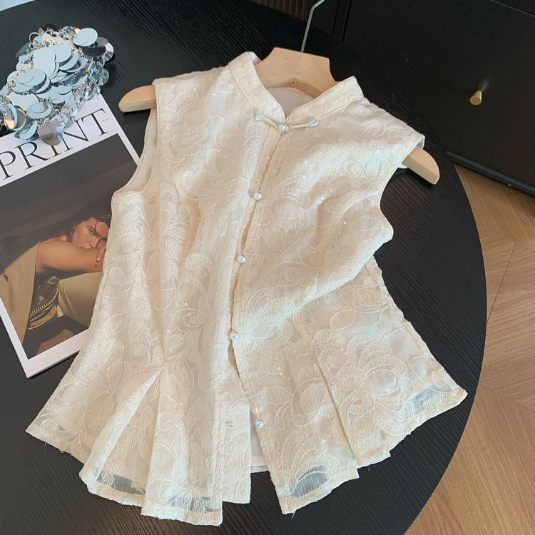 Gentle Elegant 2025 New Chinoiserie Light National Style Vest Summer Thin Embroidered Retro Sleeveless Shirt Top
