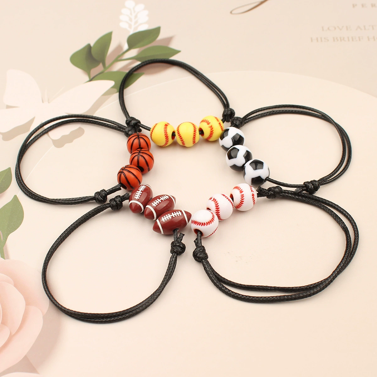 Амазонка взорвал баскетбольный бейсбольный браслет восковая линия плетеная софтбол теннис футбол футбол браслет спортивные украшения