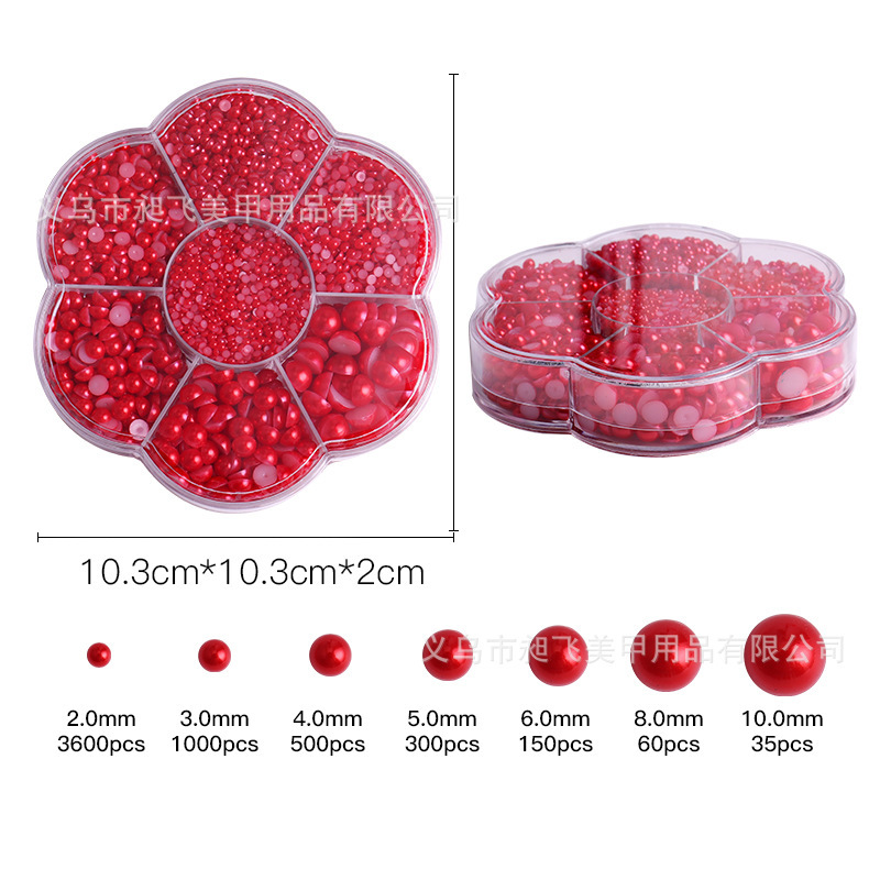 20色パールネイルアクセサリー7格梅の花ボックスカラー半円真珠アクセサリー2/3/4/5/6/8/10mm|undefined