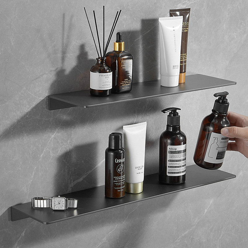 Perforation-Free Gun Gray Space Aluminum Bathroom Rack Storage Bathroom Rack Bathroom Tray Slipboard Hotel