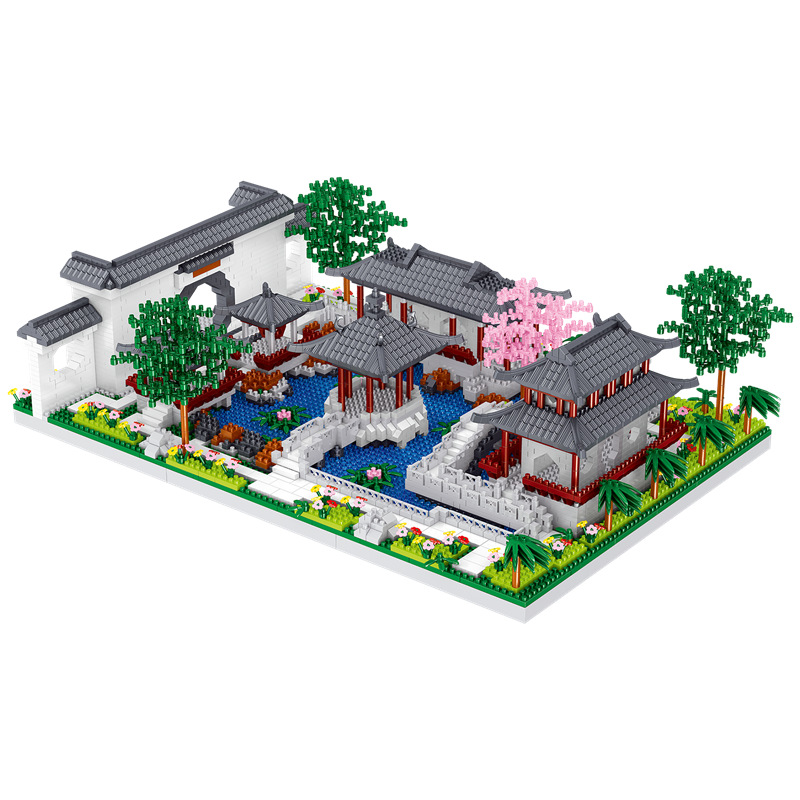 Lezhi ZI9916 Suzhou jardín en miniatura partículas de diamante montaje de bloques de construcción de juguete DIY modelo de montaje