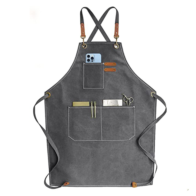 Delantal de lona gruesa para comercio transfronterizo, ajustable, para peluquería, ropa de trabajo, jardinería, carpintería, barista, venta al por mayor