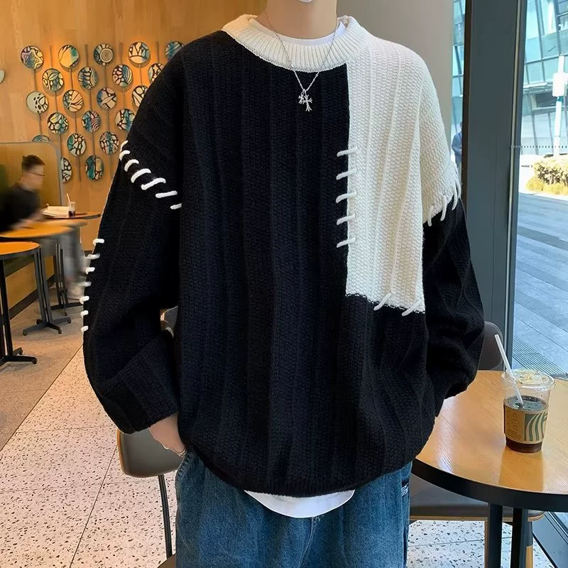 Сшитый цветной свитер для мальчиков осенью и зимой