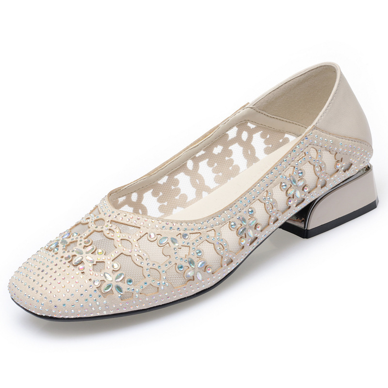 Giày sandal lưới mũi nhọn đế dày thoáng khí cho nữ — đen